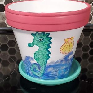 - Hand Painted Terrra Cotta Flower Pot